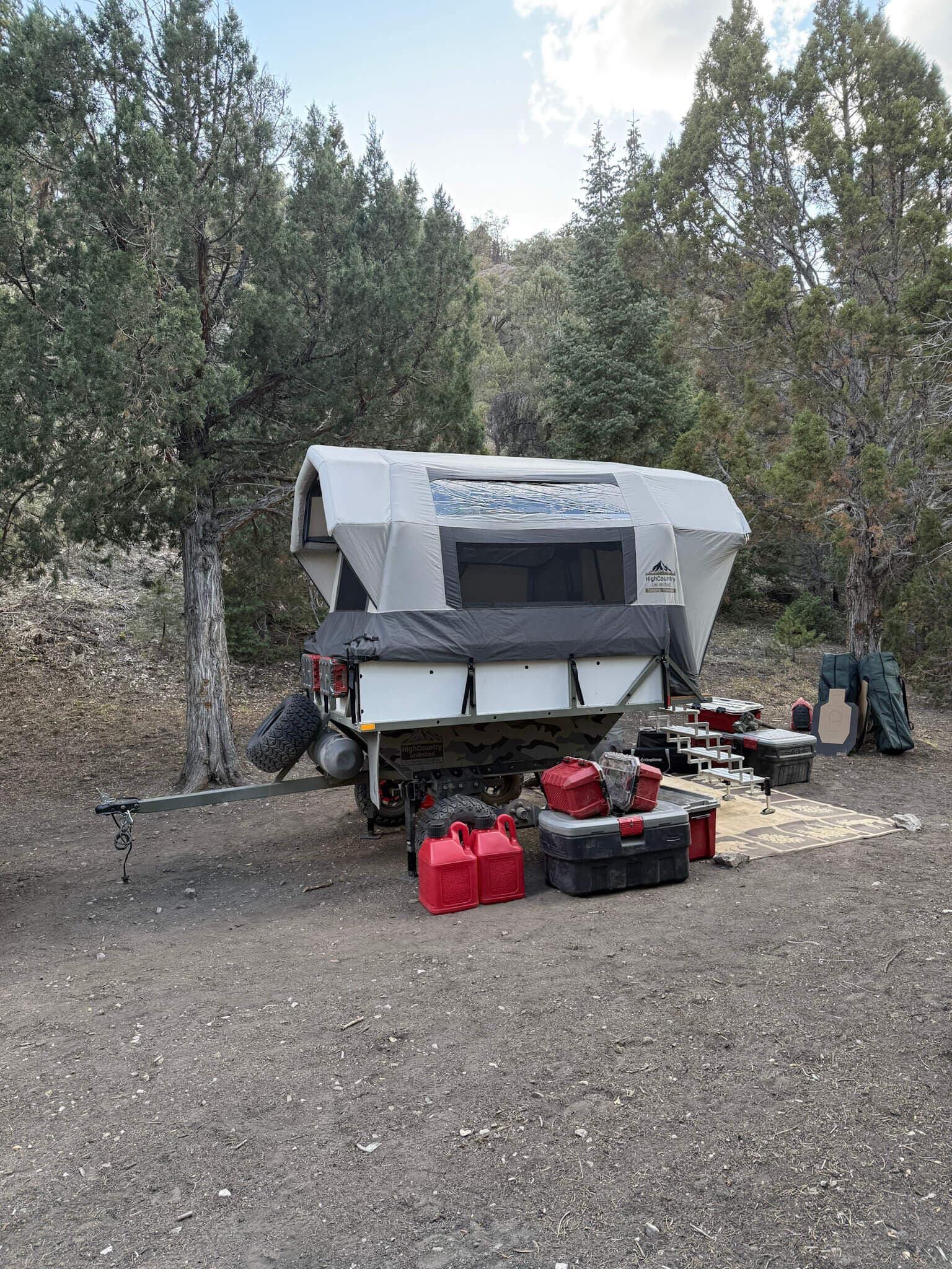 Conestoga Camper deployed at a backcountry juniper site